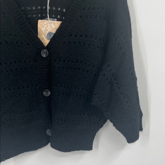 Black Knit Button Up Cardigan Sweater - Picture 3 of 8